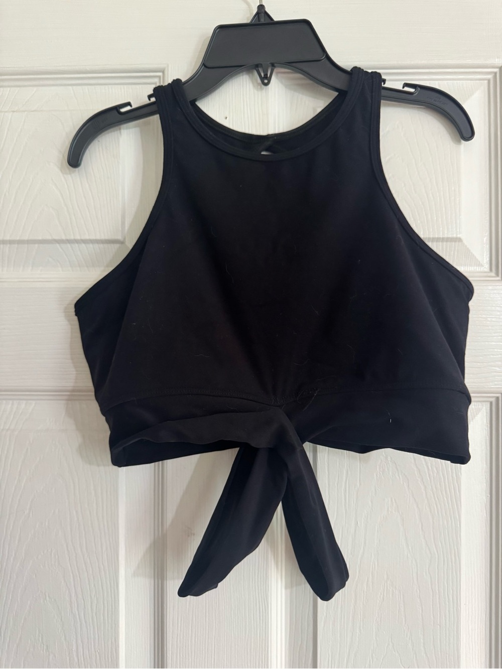 Black Dance Bra Top with Crisscross Wrap Waist